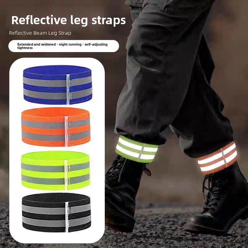 Bike Reflective Leg Cuff Strap Pants Holder Cycling Band for Folded Trousers High Visibility Night Safety Reflective Adjustable