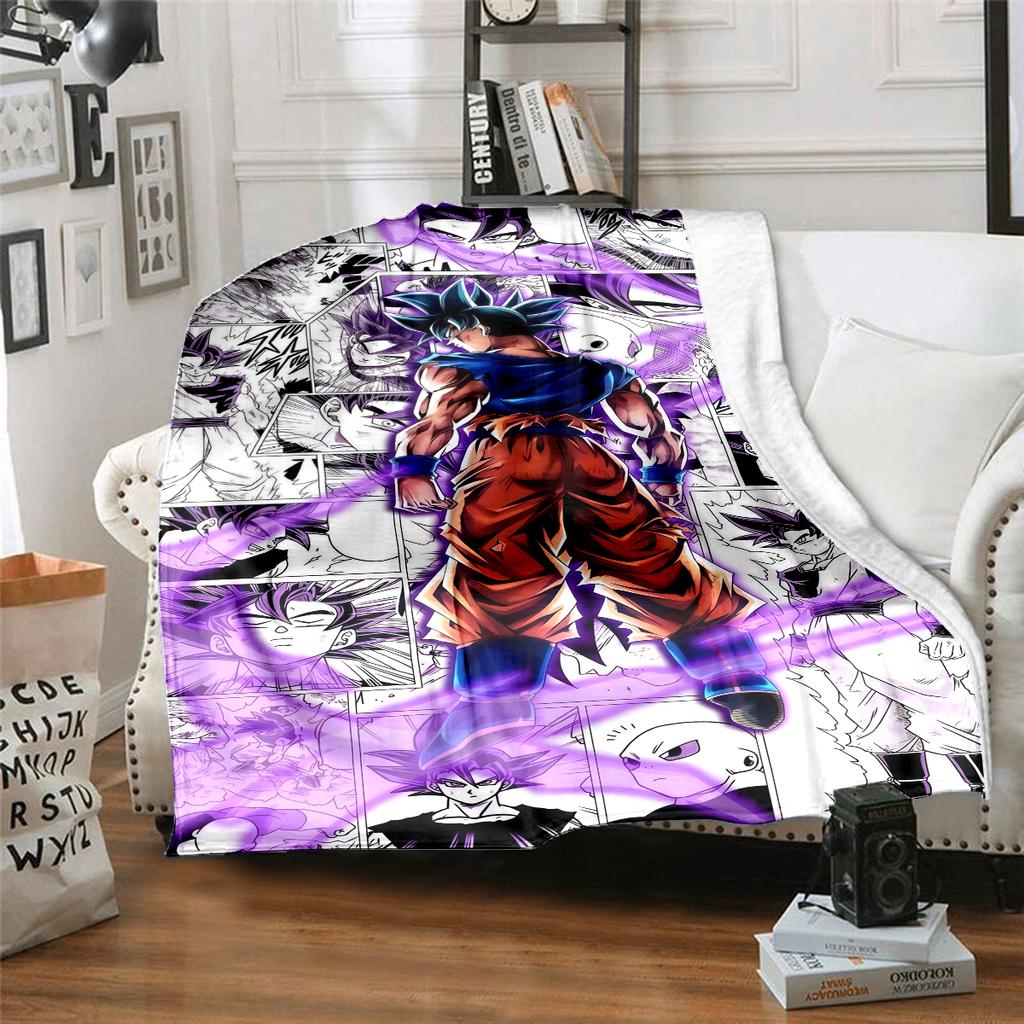 1pz Coperta in Flanella con Stampa Son Goku, Alta Qualità per Tutte le Stagioni, Decorazione per la Casa, Calore e Comfort, Perfetta per Regali di Natale