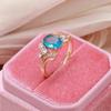 Kinel Blue Water Drop Zircon Rings For Women Rose Gold Color Fine Jewelry