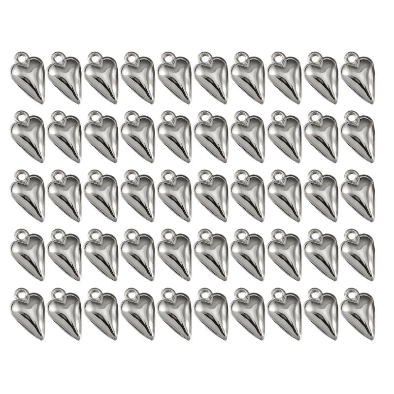 Pack of 50 Elegant Heart Shaped Pendants for Jewelry Crafting Two Color for Various Occasions