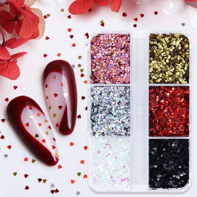 Buntes 1 mm Mini-Laser-Herz-Nagelglitzer Funkelnde Liebe Nageldekoration Nagelstudio-Design Niedliche Accessoires DIY Nagelkunst-Design