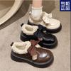 Lazy winter thick-soled muffin bow velvet small leather shoes women's autumn and winter warm and comfortable cotton