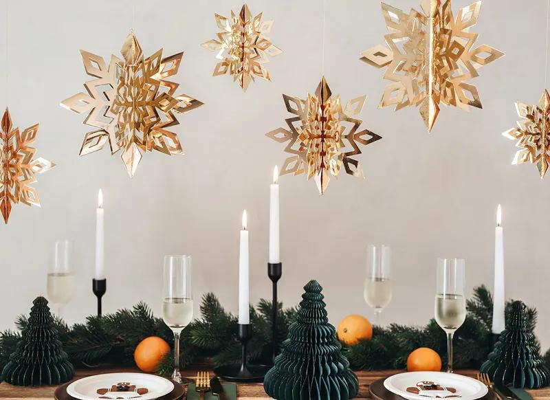 Party Deco Snowflake Pendants Gold 15-25cm Christmas Decorations 1 pack/6 pieces