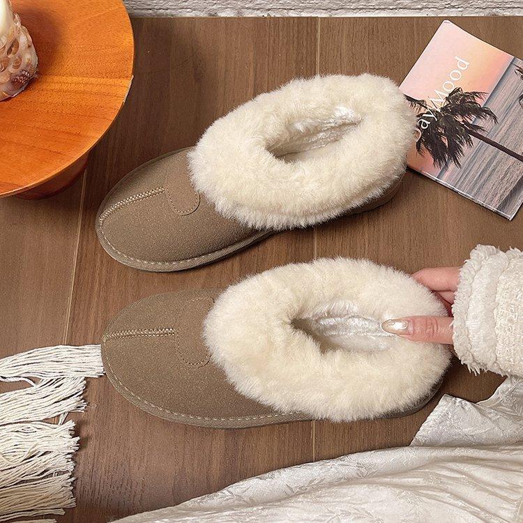 

Зимние новые студенческие плюшевые утолщенные короткие утолщенные теплые мохнатые хлопковые туфли для женщин 38 chamoisee