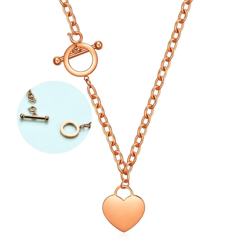 Edelstahl Herz Halskette mit Schlüsselbein OT Kette - Partner Edition, Laser Gravierbar für Damen