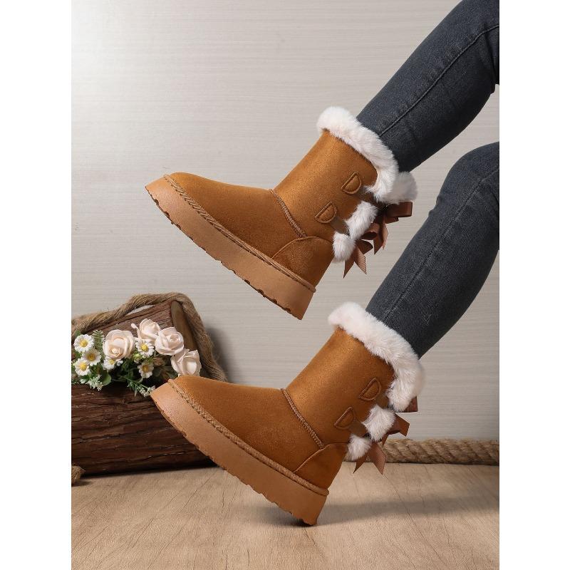 Thick-soled Warm Snow Boots Women's 2025 Winter New Plus-size Muffin with Fleece and Thickened Wool Mouth Mid-tube Cotton Shoes