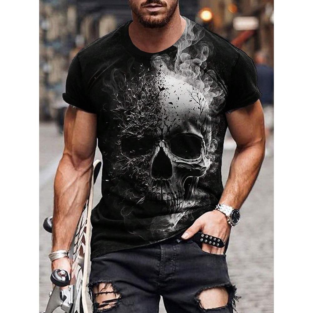 Summe Street Herren T-Shirt Totenkopf Print Herren T-Shirt Lässiges Kurzarm Oberteil Outdoor Sport Mode Herren Kinder Kinder T-Shirt Kleidung