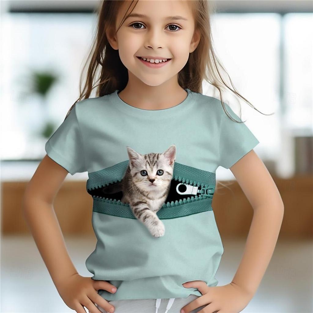 Dětské letní nové 3D digitálně potištěné tričko vhodné pro obě děti Lehký a módní dětský ležérní tričko Oblečení