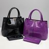 Fashion Crocodile Pattern Mother and Daughter Bag Large Capacity Bright Leather Waterproof Multi-compartment Fine Texture Handbag Shoulder Bag