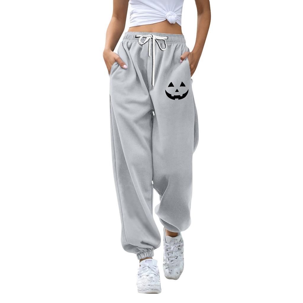 Dětské sportovní Halloweenské tištěné gradientní kalhoty s kapsami na stahovací šňůrku