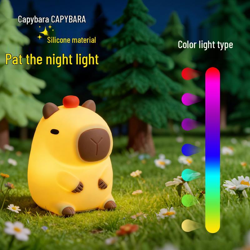 Capybara Silicone Pat Light: Rechargeable Timer Desk Lamp & Sleep Companion