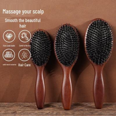Beech Wood Air Cushion Comb with Pig Bristle for Hair Styling and Scalp Massage