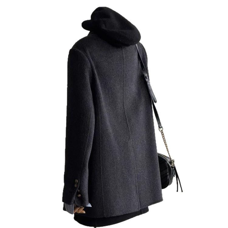 Damski wełniany płaszcz w koreańskim stylu, zaawansowany, na jesień i zimę