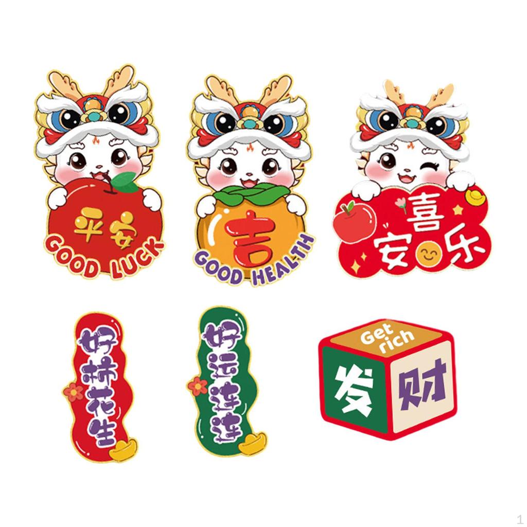 6x Chinese Year Refrigerator Magnets for Party Supplies Home Locker