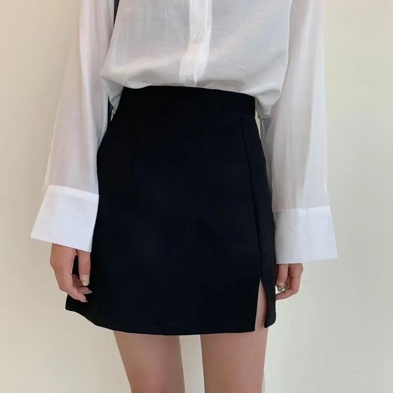 Women's Summer High-Waisted Business Clerk Skirt Anti-Exposure Slimming Academic Teacher Slit Casual All-match Versatile Bodycon Skirt