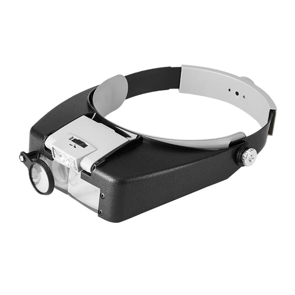 10X LED Magnifying Glasses Illuminated Magnifier Headband Adjustable Head-Mounted Loupe Jewelry Reading Watchmaker Repair Tools
