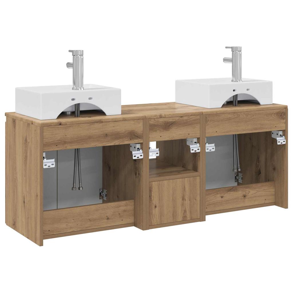 Bathroom Cabinet Set 3 Pcs. Artisan Oak 129 X 41 X 79.5 Cm