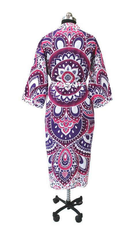 Handmade Women's Cotton Kimono Robes, Night Gown Dress, Made with soft light weight Cotton Fabric, Free Size Nightwear #324