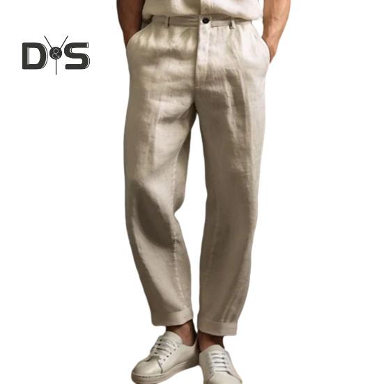 

Мужские прямые брюки, однотонные повседневные брюки, дышащие, свободного кроя, с укрепленными карманами для повседневной носки, путешествий, работы M хаки