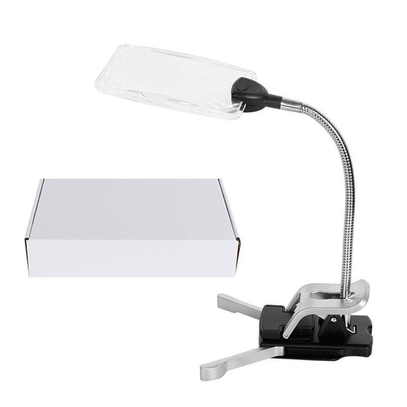Pro Flexible Hands Free LED Magnifying Glass Desk Lamp Bright LED Illuminated Magnifier with Clamp for Reading