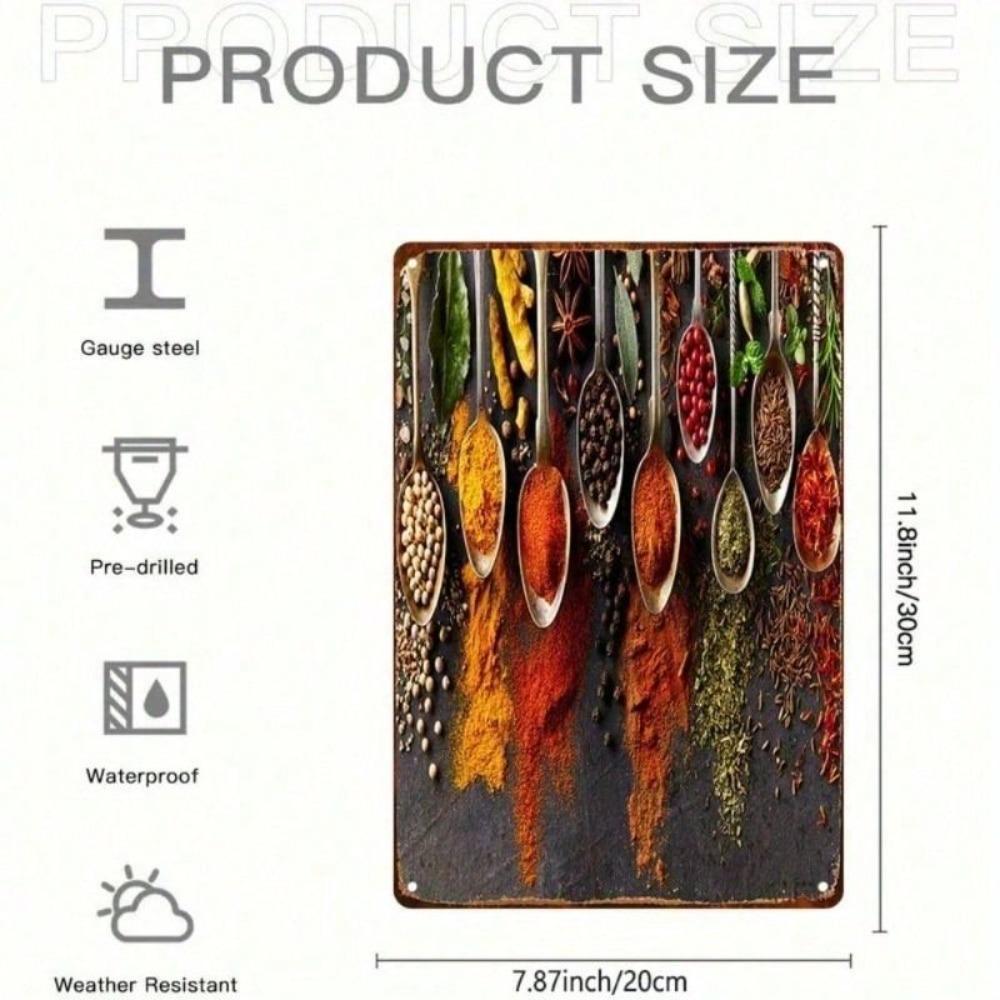 Vintage Metal Spice Tin Sign 20x30cm Wall Decor for Kitchen Cafe Bakery