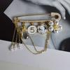 Glamorous Flower Shaped Pearl Pendant Brooch  Sparkling Faux Pearl Inlay  Safety Pin Design Luxury Style