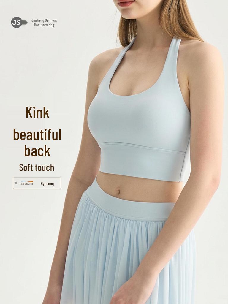 Women's Twisted Back Halter Yoga Tank With Built-in Bra Pads, Slimming Cropped Top for Pilates & Fitness