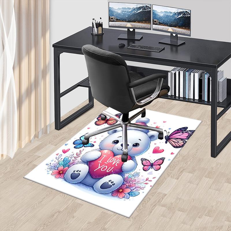 

1pc Anime Cartoon Design I Love You Polar Bear Chair Mat - Non-Slip Carpet for Office Chairs, Festive Gift, Universal for All Seasons, Suitable for 60cm by 90cm