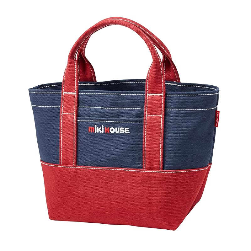 

[MIKI HOUSE] tote bag canvas logo Plain color made in Japan For adults ladies mom boy girl baby kids children s clothing 10-8222-681 Red x navy blue