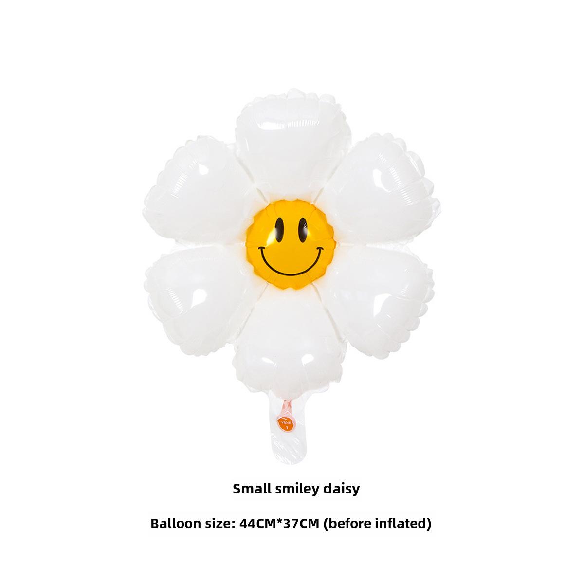 

Воздушные шары с изображением смайликов в виде ромашек и подсолнухов - реквизит для фотосессий на день рождения и ручные цветочные шары