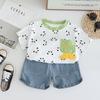 Boys' Summer Outfit Set Children's Set Summer Cartoon Print Three-dimensional Boys' Baby Short Sleeved Two-piece Set