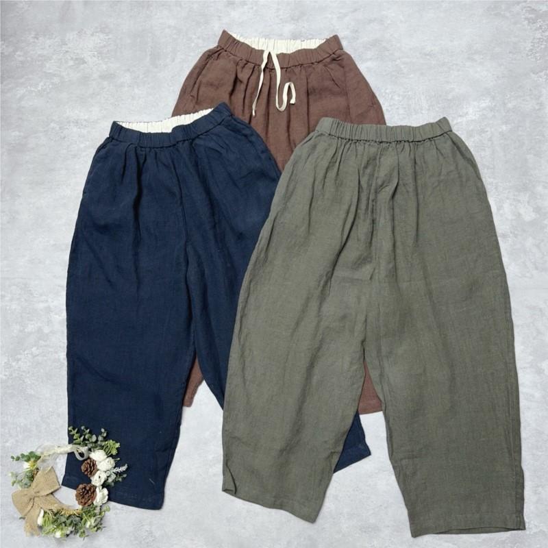 Johnature Japanese Pants Spring Summer Loose Cropped Casual Balloon Straight Thin Women Pants