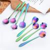 Gold Plated Christmas Flower Mixing Spoon - Japanese Stainless Steel Coffee Stirrer with Custom Logo Option.