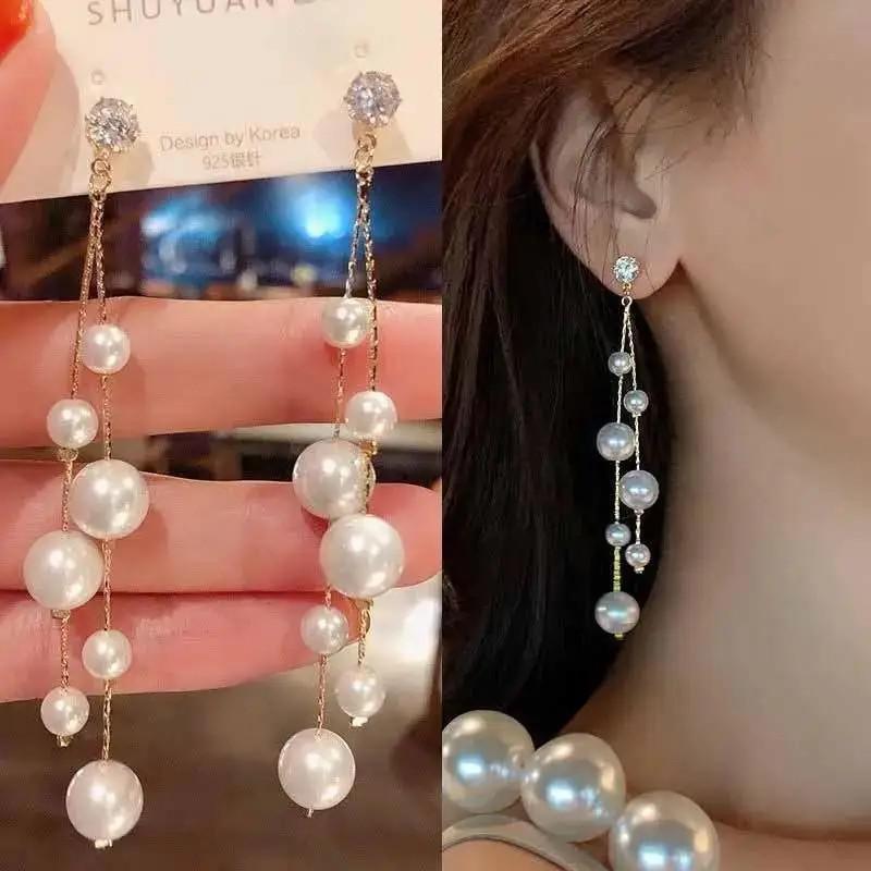 New Korean Fashion Crystal Ginkgo Leaf Earrings For Women Jewelry 2024 Trending Luxury Women's Pearl Opal Drop Earrings JN9