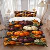 3pcs Pumpkin Harvest Bedding Set, Includes 1 Comforter + 2 Pillowcases, Without Pillow Inserts, Soft Comfortable, Lightweight Breathable063
