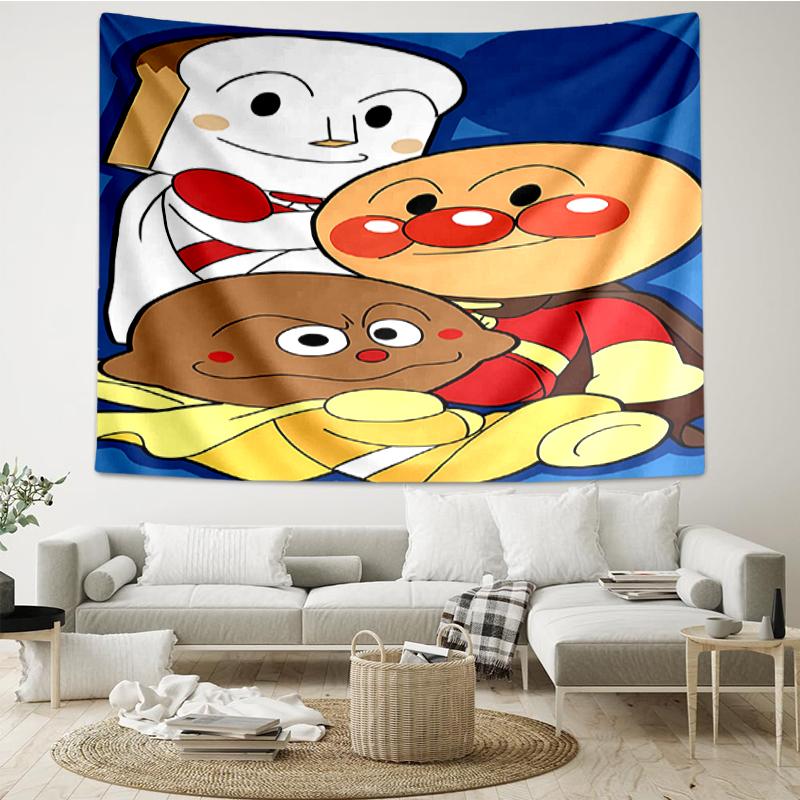 Anpanman Print Tapestry, Backdrop, Easy Setup, Ideal for Bedroom, Office & Living Room, with Aesthetic Wall Hanging Decor.