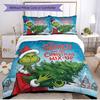 3pcs Duvet Cover Set (1*Duvet Cover + 2*Pillowcase, Without Core), The Grinch Print Soft All‑Season Bedding Set, Home Bedroom Decor Gift