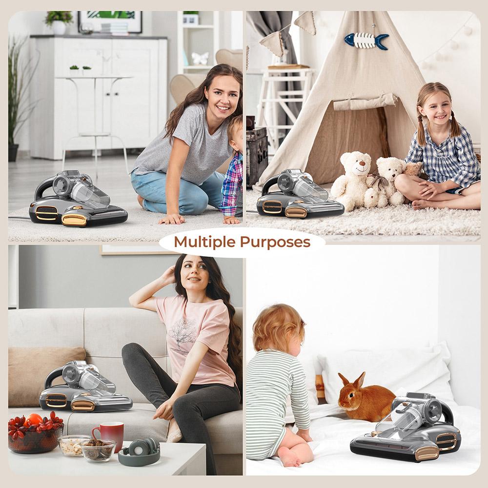 JIGOO T600 Mite Vacuum Cleaner with UV Light & Hot Air [700W/15kPa] - 99.9% Allergen Removal, for Mattresses/Sofas/Carpets