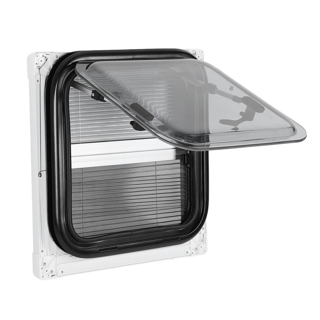 14,8 x 14,8 Zoll Wohnmobilfenster mit Stützstange, Fliegengitter, Sonnenschutz, doppelwandig, abgerundete Ecken, Ausstellfenster für