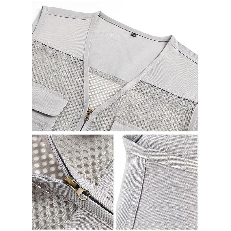 Gilet da Uomo Leggero in Rete con Tasche Multiple, Scollo a V Senza Maniche, Gilet Casual per Estate, Viaggi all'Aperto, Fotografia