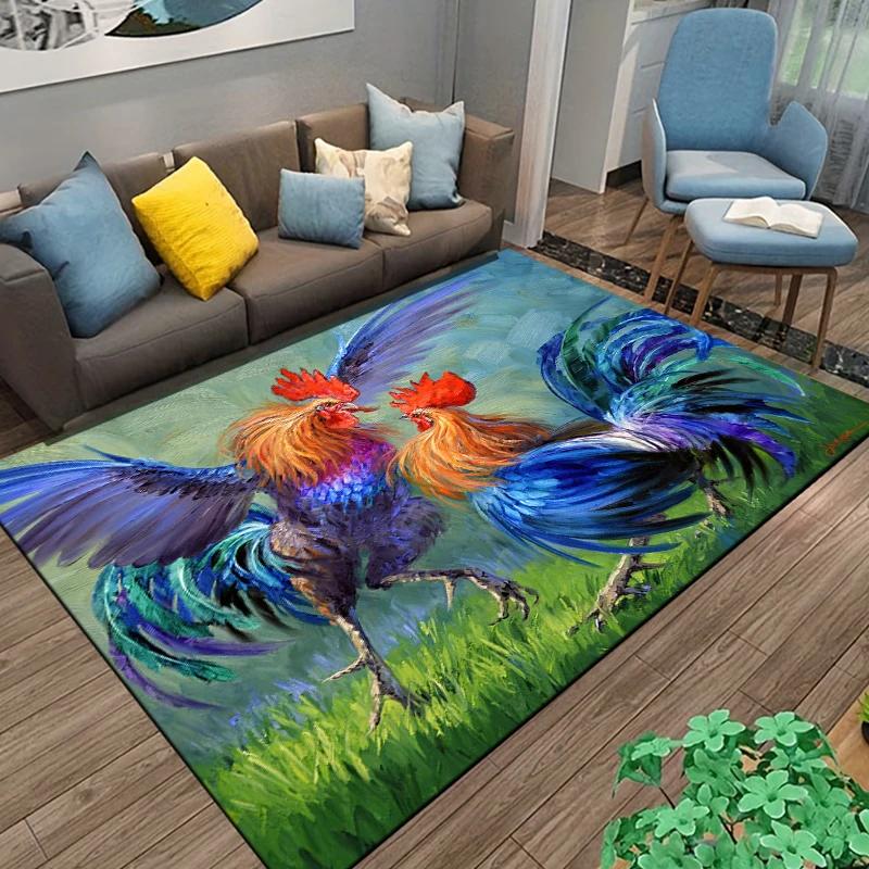 

Ковер с рисунком петуха и курицы, украшение для гостиной, коврики для спальни, дивана, коврика для двери, нескользящий коврик для домашнего журнального столика 40x60cm