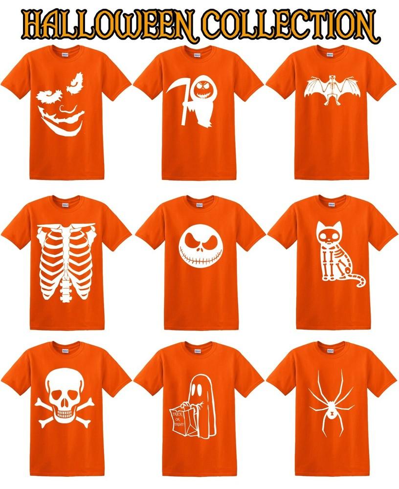 HALLOWEEN T SHIRTS COSTUME T-shirt Pumpkin Fancy Dress MEN WOMEN KIDS Skulls Cat