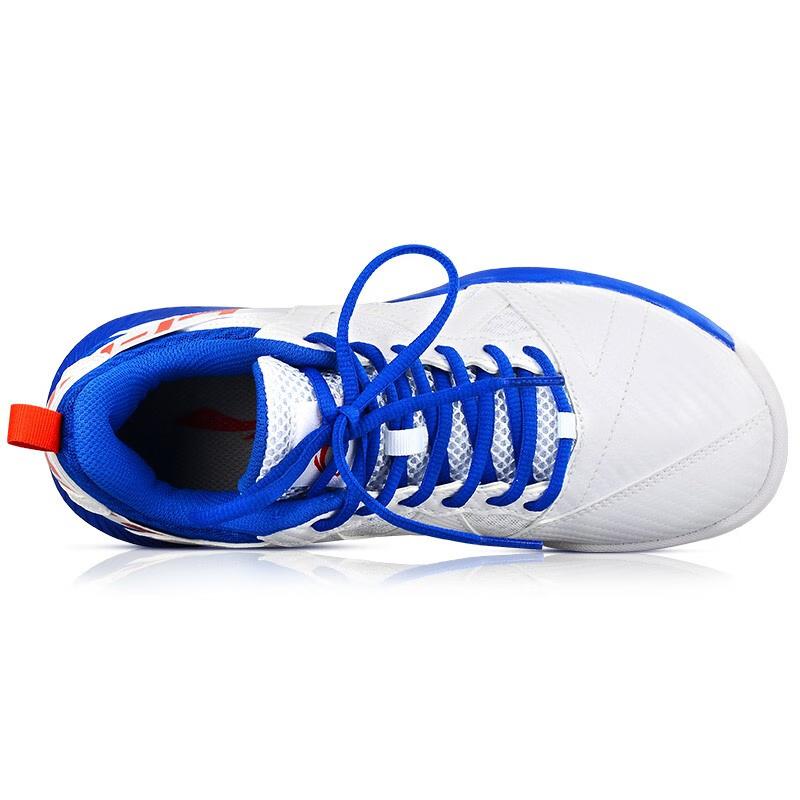 New LiNing Cushioned Slip-Resistant Low-Top Badminton Shoes Unisex White Blue AYTQ023