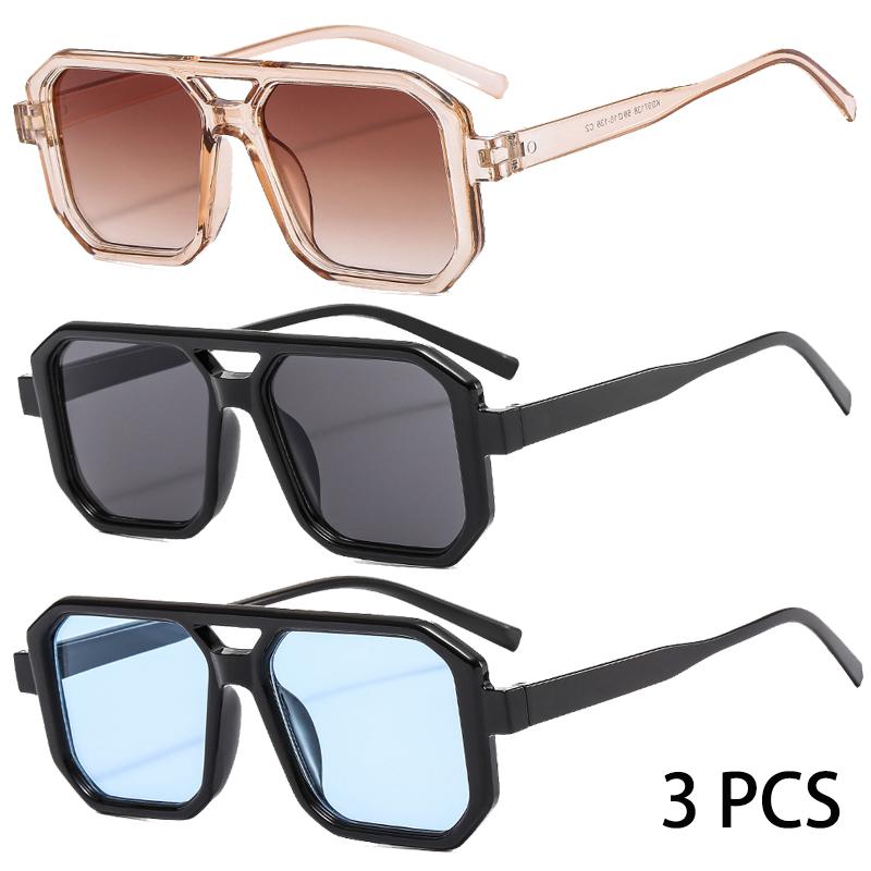 1/3 Pcs Trendy Square Decoration Shades Retro Oversize Gradient Women Sunglasses Men's Brand Sun Glasses for Driving Fishing