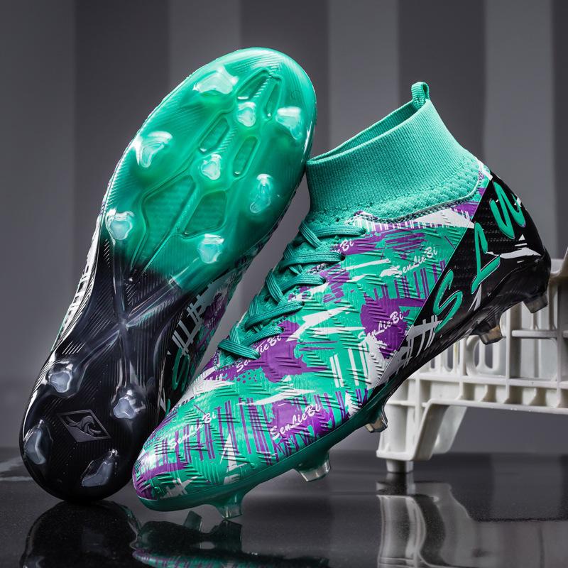 High Top Football Shoes Spike Football Shoes TF Broken Nail Training Shoes Football Men's