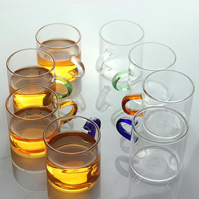 Heat-Resistant Glass Tea Cup with Handle - Household Gongfu Style, Transparent and Thickened for Individual Use