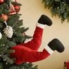 Christmas Home Decor Gifts Swinging Leg Ornament, Electric Hanging Santa Legs for Tree, Tree Fluffy Funny Topper with Clip, Holiday Party Decoration