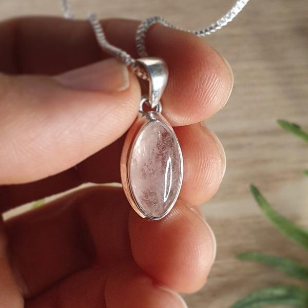 

Подвеска ручной работы из стерлингового серебра 925 пробы с драгоценным камнем розовым кварцем, эффектная женская подвеска, подарок для нее. розовый