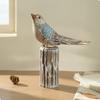 Farmhouse Bird Figurine On Stump Base | Distressed Painted Finish,