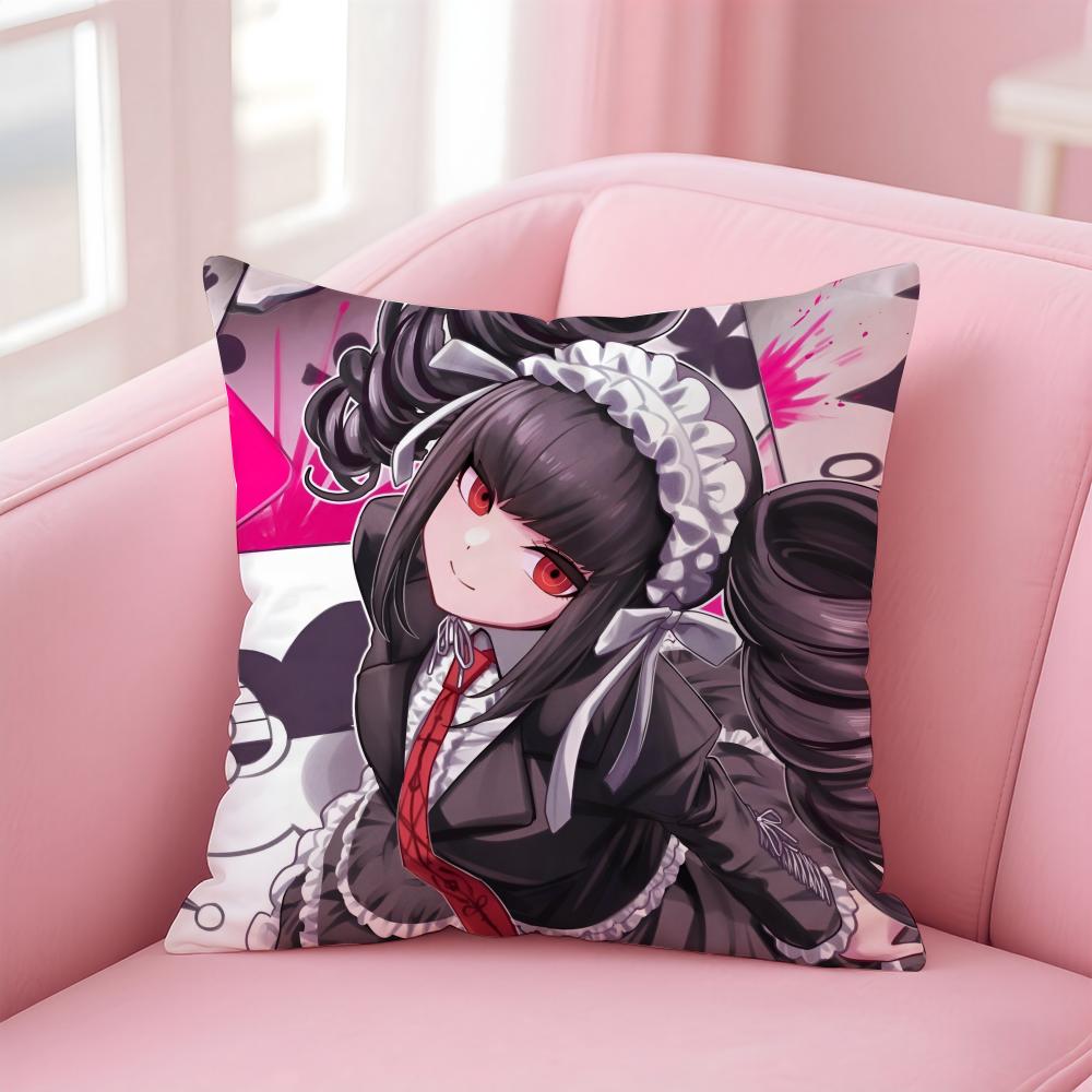 Mystery Anime DDanganronpa Cushion Cover Pillowcase Short Plush Invisible zipper Room Sofa Cushion Cover